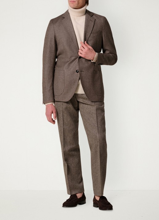 Profuomo Regular fit colbert van wol - voorkant 2 bruin