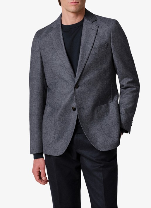 Profuomo Regular fit colbert van wol - detail donkerblauw