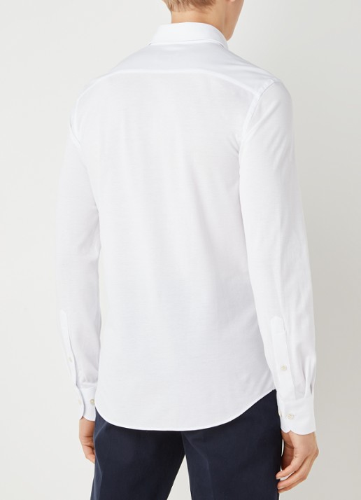 Profuomo Regular fit knitted overhemd met cut away kraag - achterkant wit