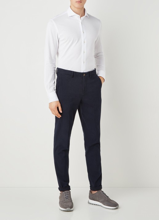 Profuomo Regular fit knitted overhemd met cut away kraag - voorkant 2 wit