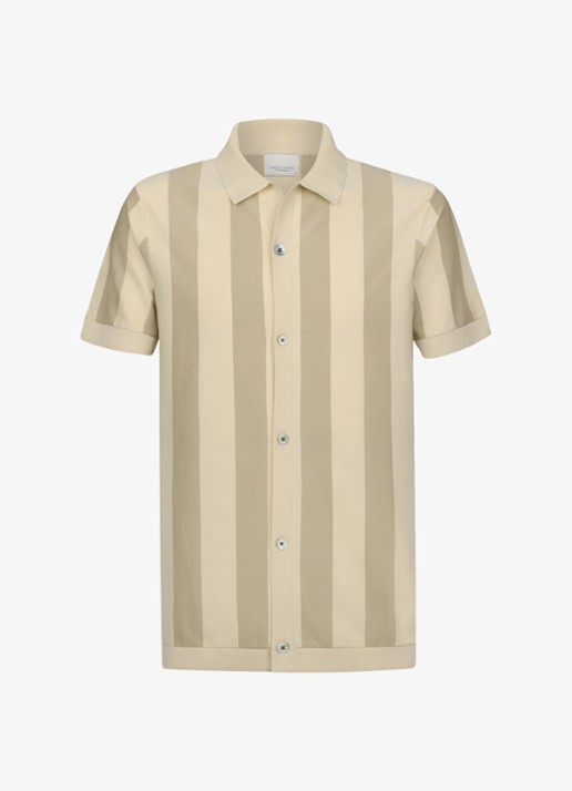 Profuomo Regular fit overhemd in zijdeblend - voorkant beige