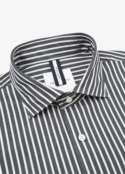 Profuomo Regular fit overhemd met streepprint - detail 2 donkerblauw
