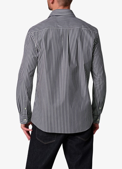 Profuomo Regular fit overhemd met streepprint - detail 4 donkerblauw