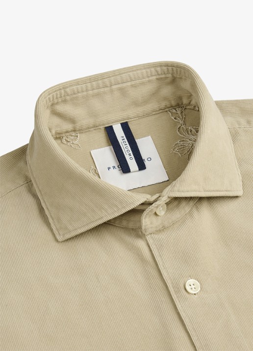 Profuomo Regular fit overhemd van corduroy - detail 3 camel