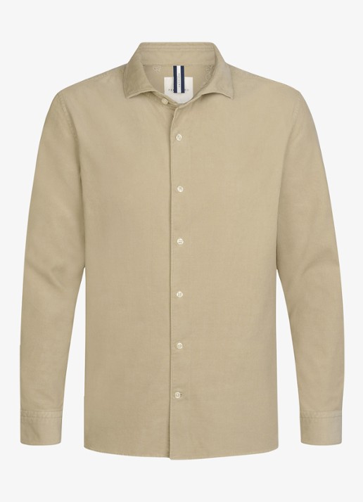 Profuomo Regular fit overhemd van corduroy - voorkant 5 camel