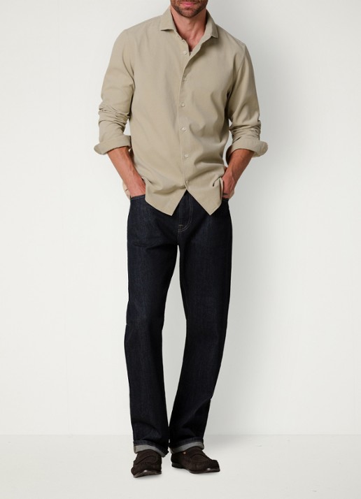 Profuomo Regular fit overhemd van corduroy - voorkant 6 camel