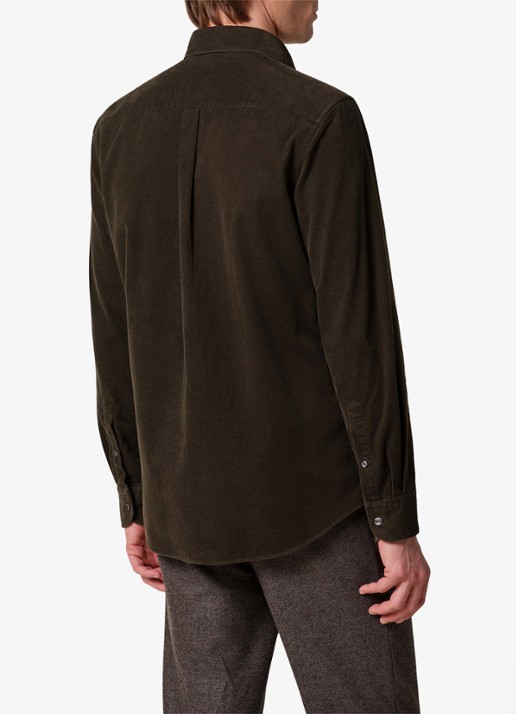Profuomo Regular fit overhemd van corduroy - achterkant groen