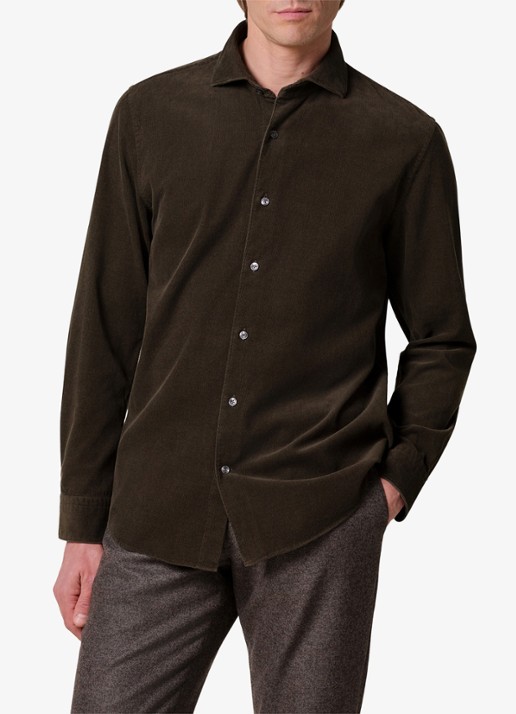 Profuomo Regular fit overhemd van corduroy - detail 2 groen