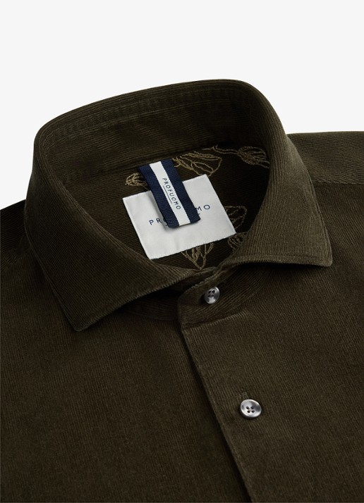 Profuomo Regular fit overhemd van corduroy - detail 3 groen