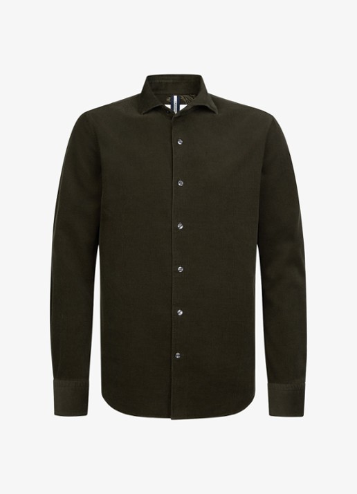 Profuomo Regular fit overhemd van corduroy - voorkant 5 groen