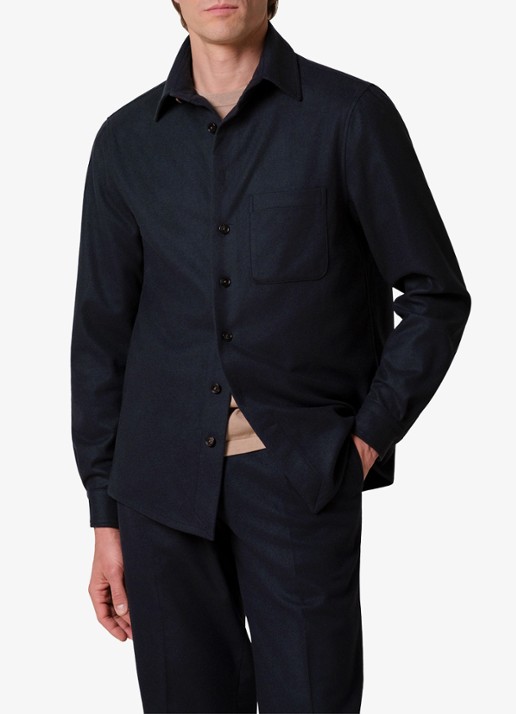 Profuomo Regular fit overshirt in kasjmierblend met borstzak
