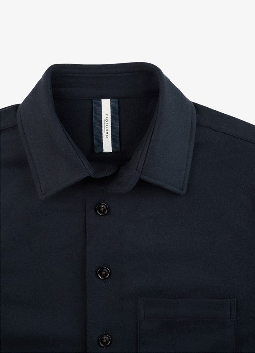 Profuomo Regular fit overshirt in kasjmierblend met borstzak - detail 5 donkerblauw