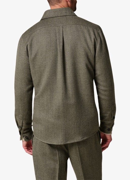 Profuomo Regular fit overshirt in kasjmierblend met borstzak - achterkant 3 bruin