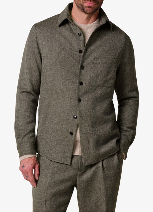 Profuomo Regular fit overshirt in wolblend met borstzak