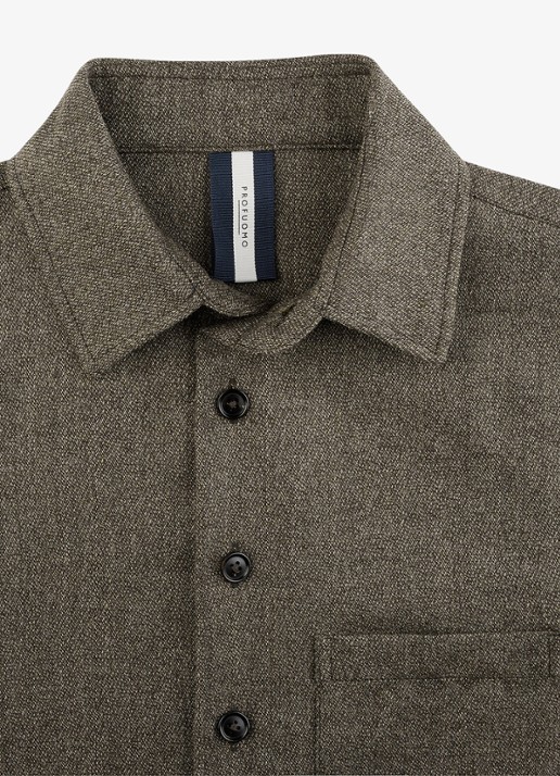 Profuomo Regular fit overshirt in wolblend met borstzak - detail 3 bruin