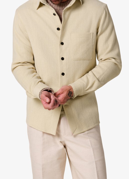 Profuomo Regular fit overshirt in wolblend met borstzak