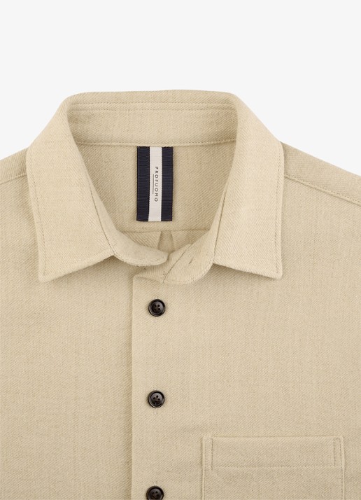Profuomo Regular fit overshirt in wolblend met borstzak - detail 4 zand