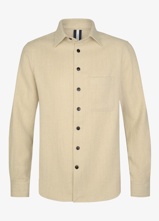 Profuomo Regular fit overshirt in wolblend met borstzak - voorkant 5 zand