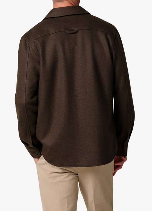 Profuomo Regular fit overshirt in wolblend met klepzakken - achterkant groen