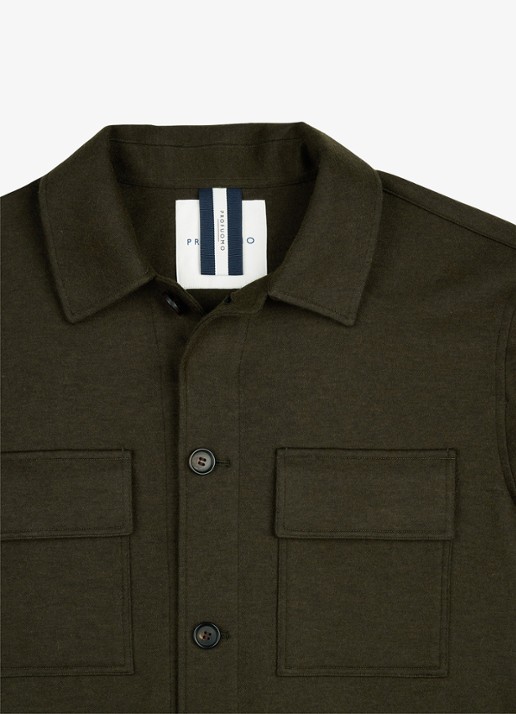 Profuomo Regular fit overshirt in wolblend met klepzakken - detail 3 groen