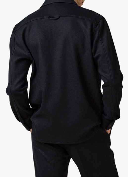 Profuomo Regular fit overshirt in wolblend met klepzakken - achterkant 2 donkerblauw