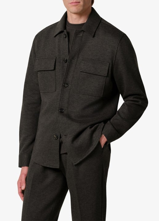 Profuomo Regular fit overshirt in wolblend met klepzakken