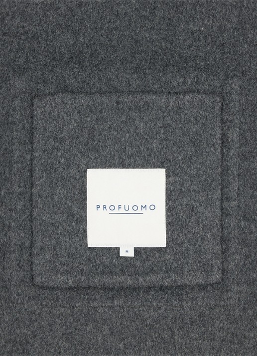 Profuomo Regular fit overshirt in wolblend - detail 6 lichtgrijs