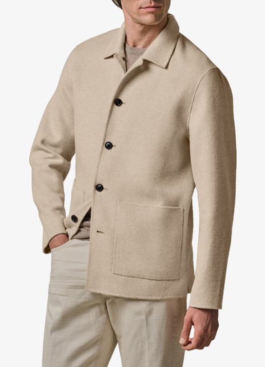 Profuomo Regular fit overshirt in wolblend - detail 3 zand