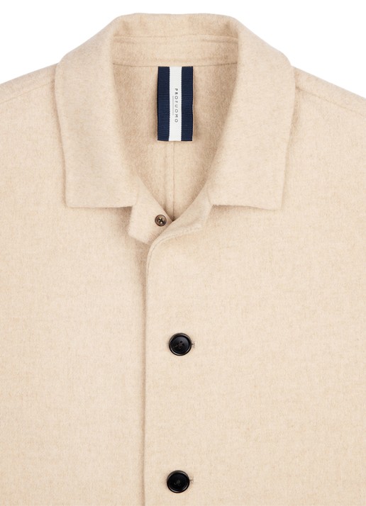 Profuomo Regular fit overshirt in wolblend - detail 4 zand