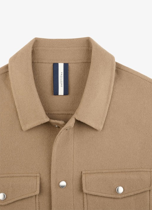 Profuomo Regular fit overshirt in wolblend - detail 4 camel