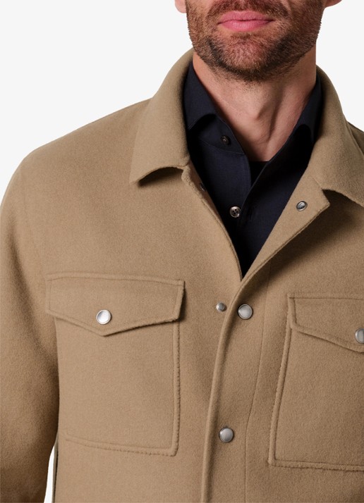 Profuomo Regular fit overshirt in wolblend - detail 5 camel
