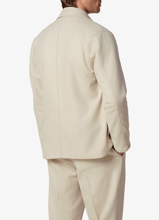 Profuomo Regular fit overshirt met visgraatdessin van wol - achterkant 3 beige