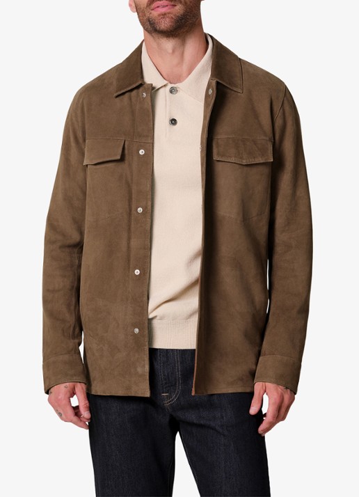 Profuomo Regular fit overshirt van suède - detail 2 bruin