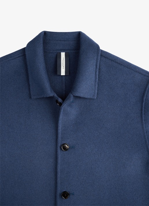 Profuomo Regular fit overshirt van wol met opgestike zakken - detail 5 blauw