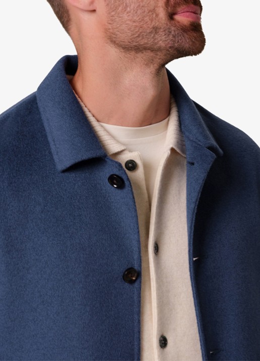 Profuomo Regular fit overshirt van wol met opgestike zakken - detail 6 blauw