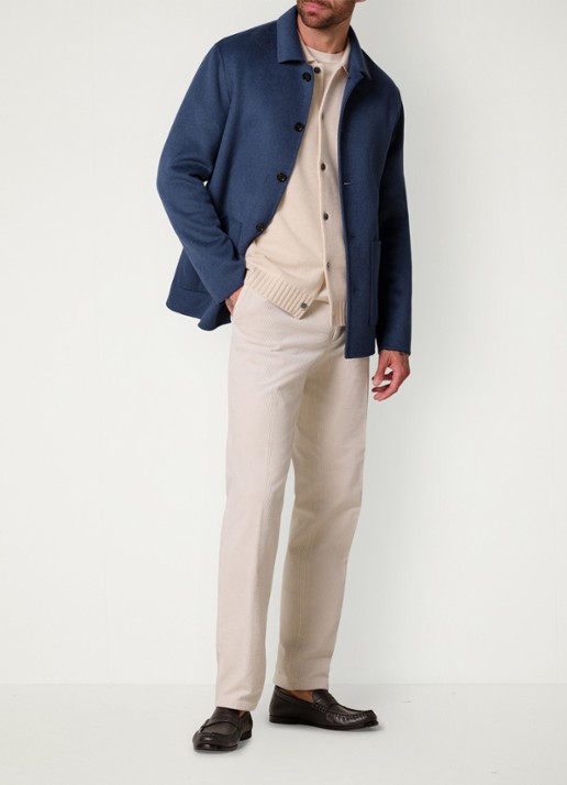 Profuomo Regular fit overshirt van wol met opgestike zakken - voorkant 3 blauw
