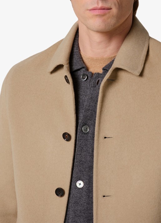 Profuomo Regular fit overshirt van wol met opgestike zakken - detail 6 camel
