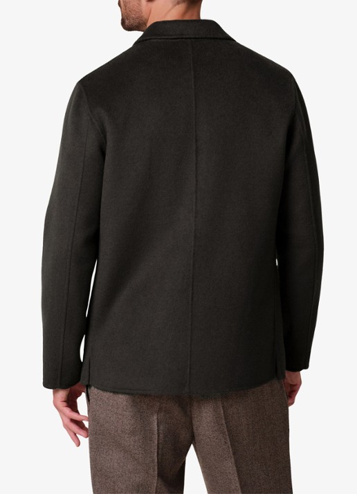 Profuomo Regular fit overshirt van wol met opgestike zakken - achterkant 6 donkerbruin