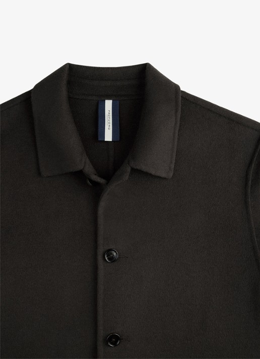 Profuomo Regular fit overshirt van wol met opgestike zakken - detail 4 donkerbruin