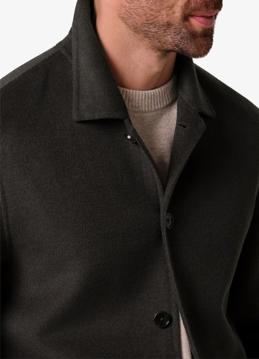 Profuomo Regular fit overshirt van wol met opgestike zakken - detail 5 donkerbruin