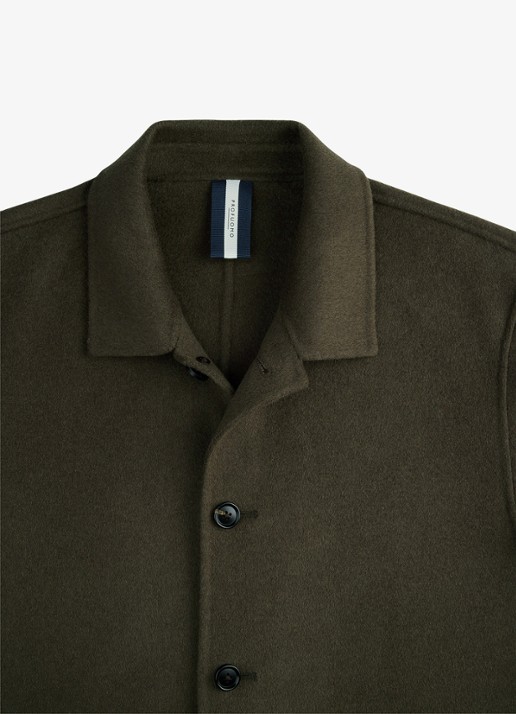 Profuomo Regular fit overshirt van wol met opgestike zakken - detail 5 groen