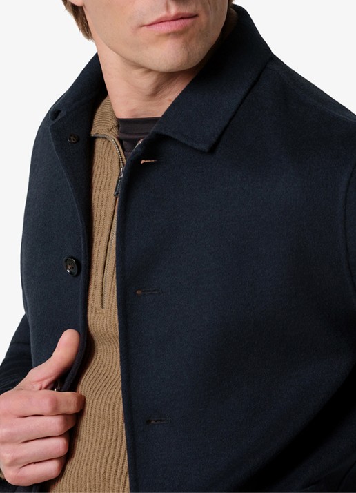 Profuomo Regular fit overshirt van wol met opgestike zakken - detail 6 donkerblauw