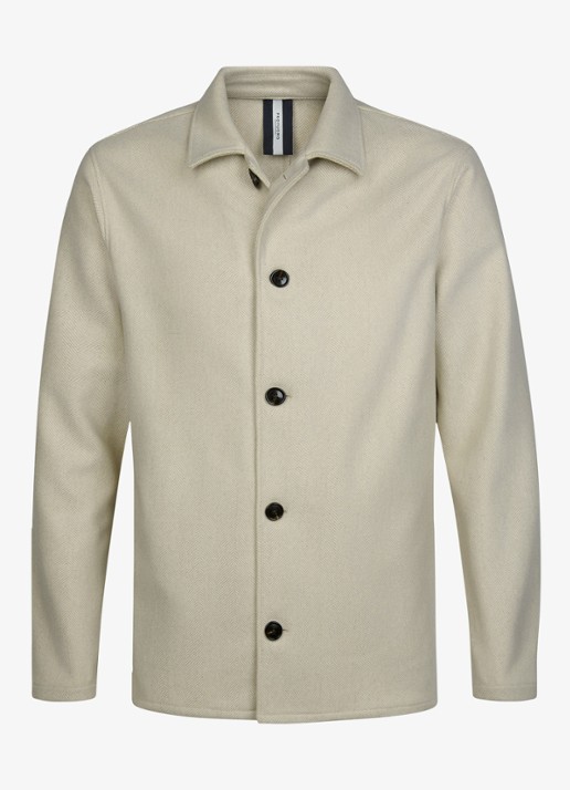 Profuomo Regular fit overshirt van wol - voorkant beige
