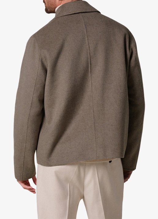 Profuomo Regular fit overshirt van wol - achterkant beige