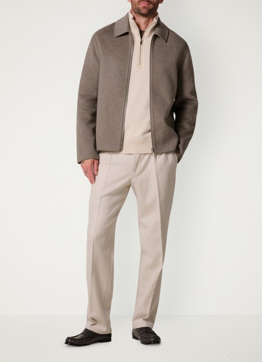 Profuomo Regular fit overshirt van wol - voorkant 3 beige