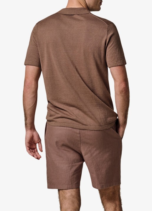 Profuomo Regular fit polo in linnenblend - achterkant 4 clay
