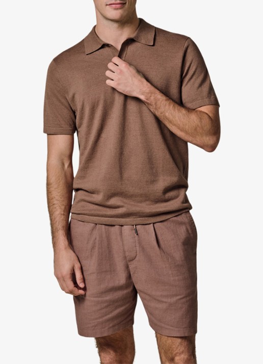 Profuomo Regular fit polo in linnenblend