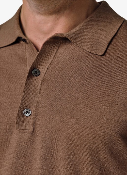 Profuomo Regular fit polo in linnenblend - detail 2 clay