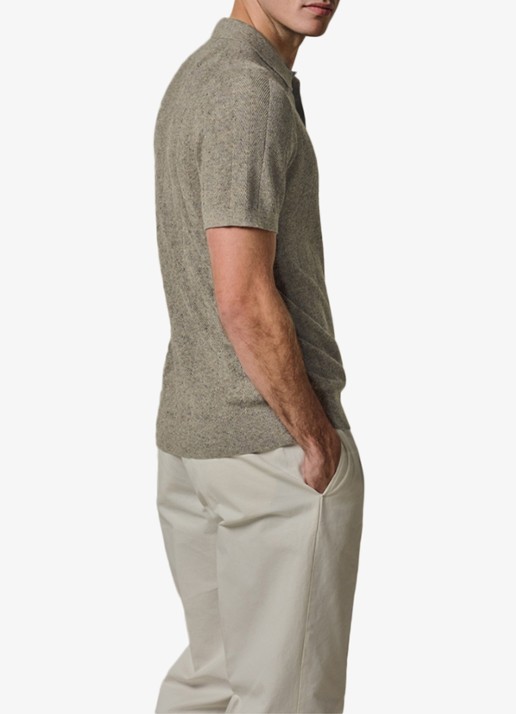 Profuomo Regular fit polo in linnenblend - achterkant 6 donkerbeige