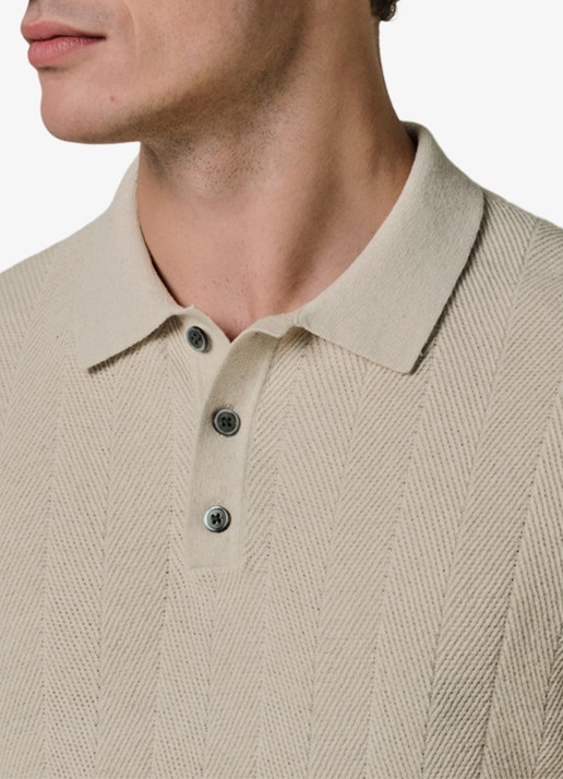 Profuomo Regular fit polo in linnenblend - detail 5 beige